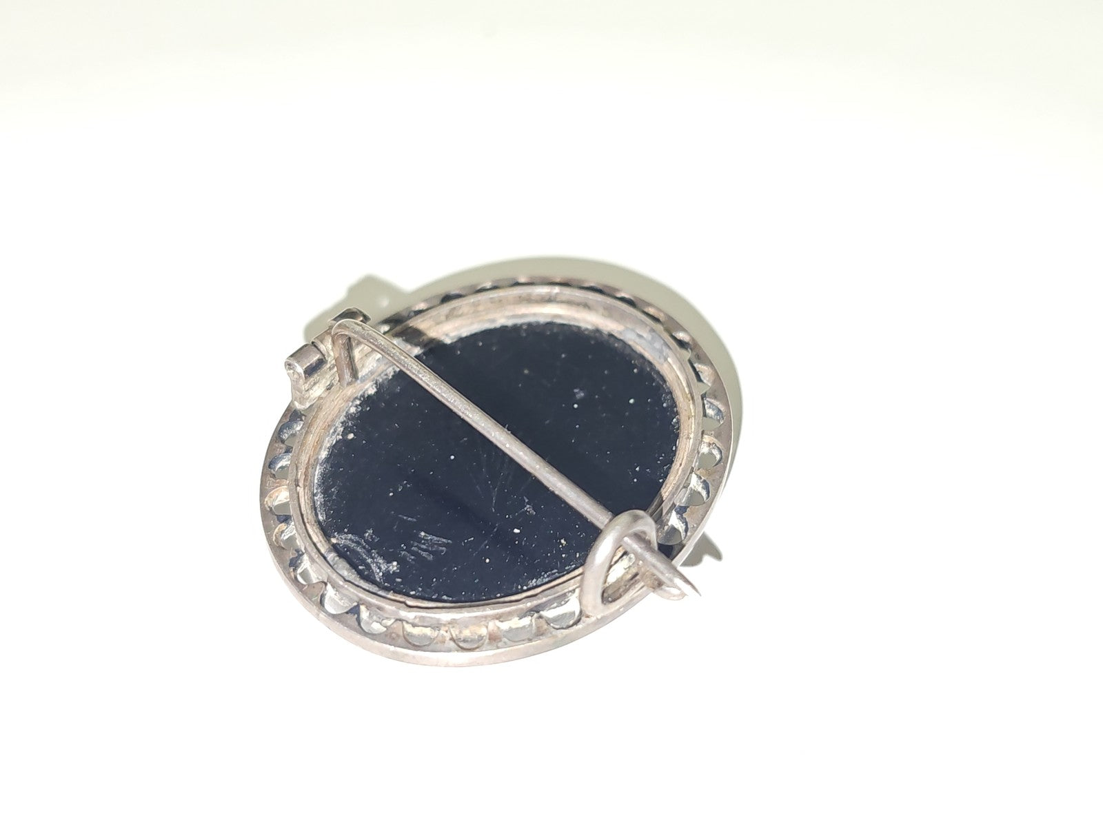 Broche ancienne micro mosaïque argent XIXe siècle vintage rare bijou rétro colle