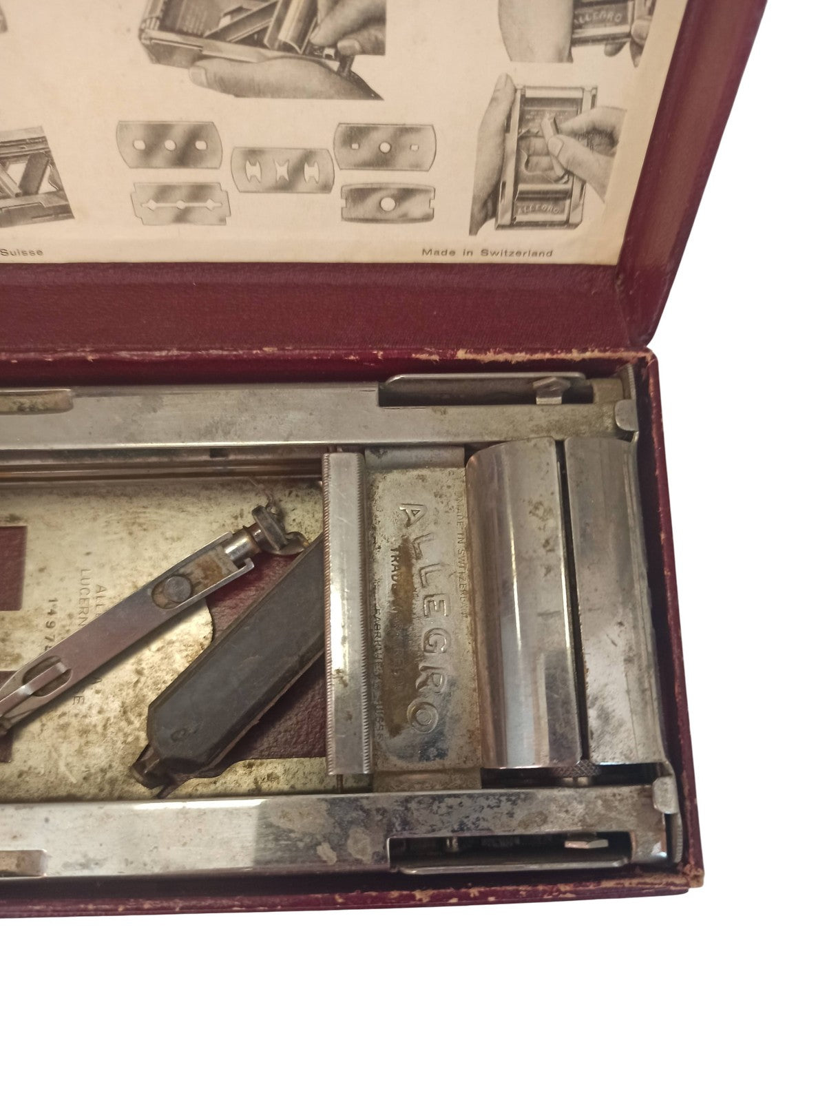 Affûteuse ancienne pour lames de rasoir Allegro vintage, accessoire rasage rétro
