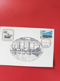 Carte postale philatélie Oberhausen cachet 1991 timbre paysage ciel bleu