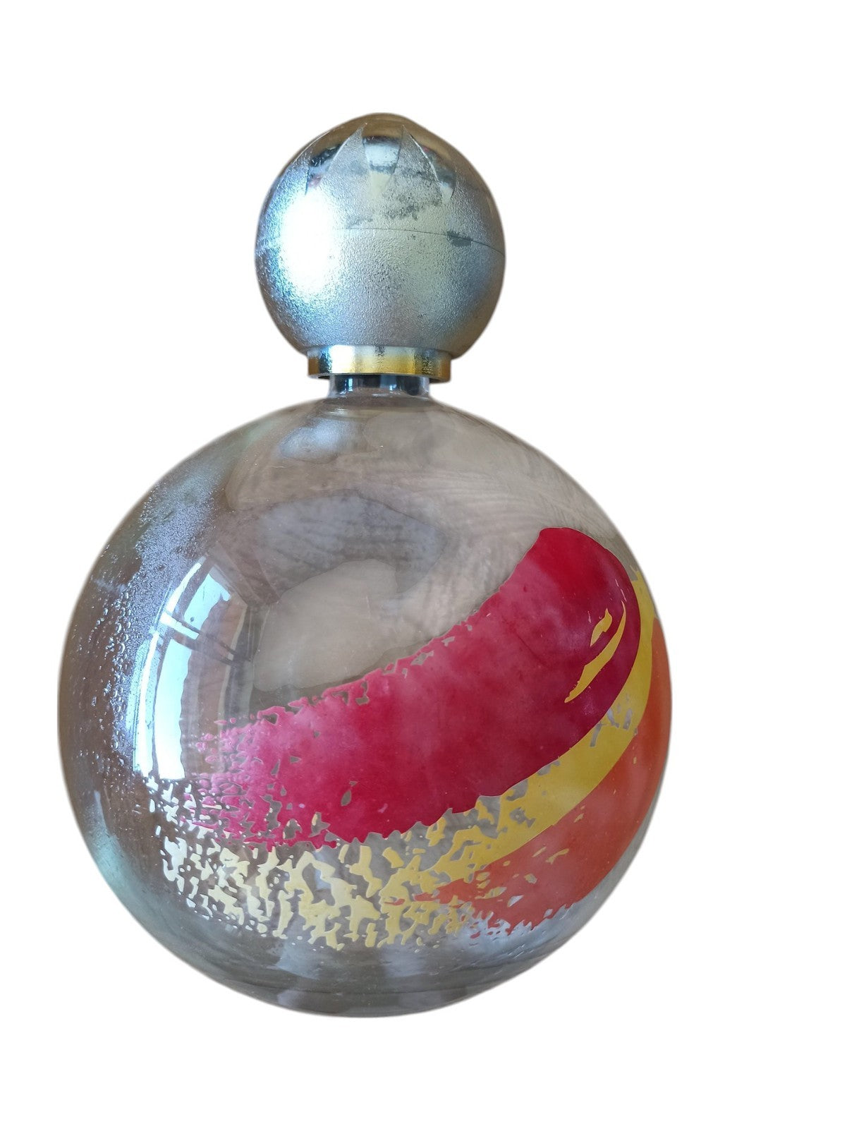 Flacon parfum CHACOK verre décor peint vintage, présentoir boutique rare