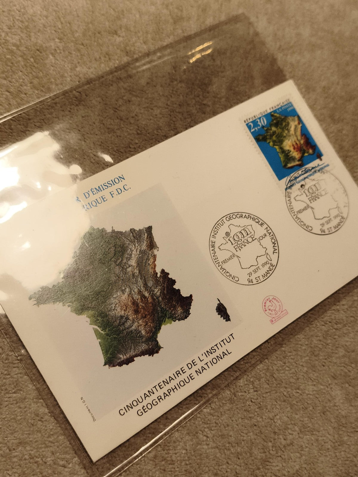 Lettre Premier Jour IGN 1981 France carte relief timbre 2,30 F philatélie FDC