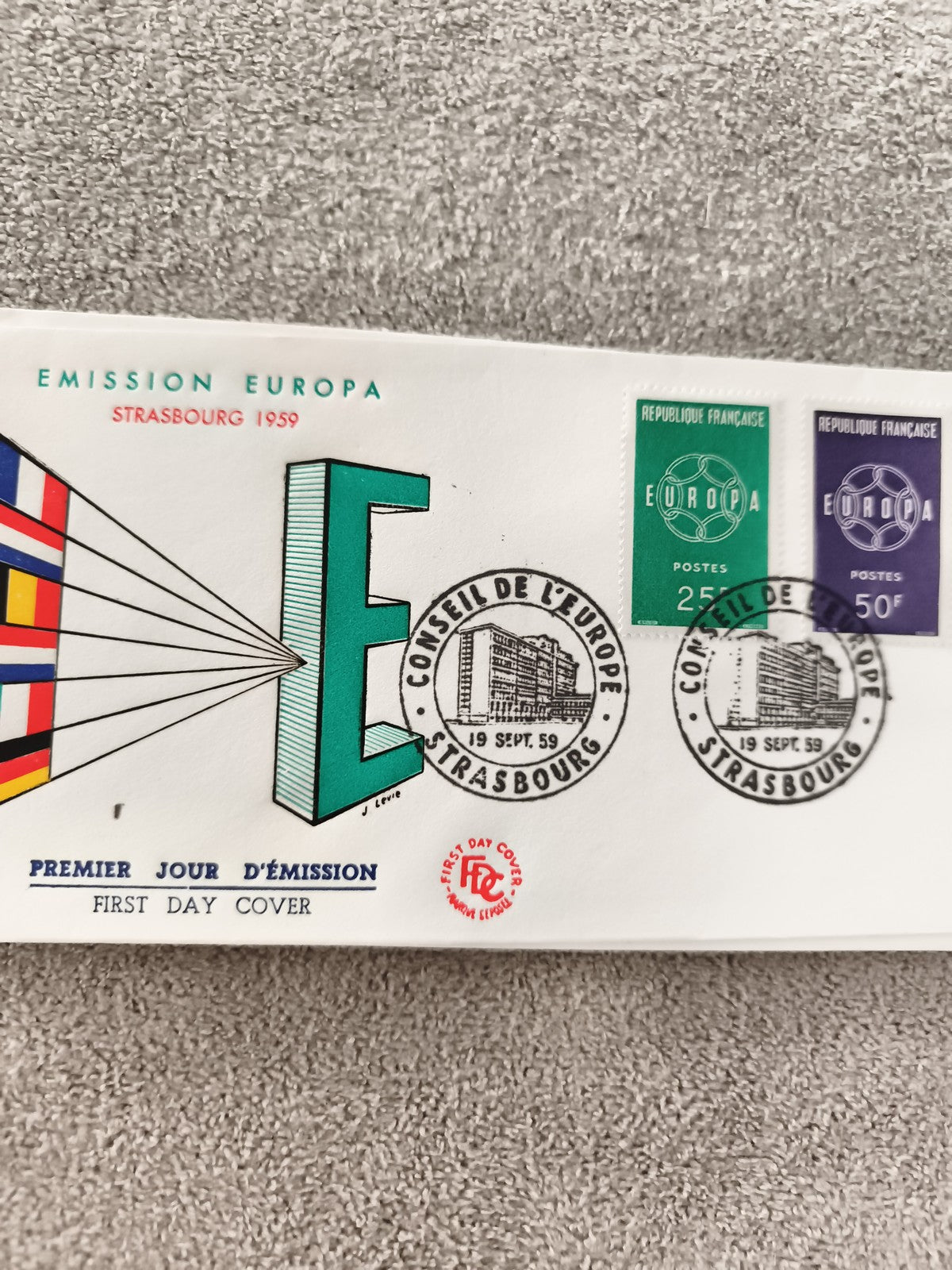 Lettre Premier Jour Strasbourg 1959 Europa FDC timbres anciens philatélie