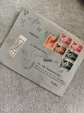 Lettre recommandée Roumanie France timbres 1940s affranchissement philatélie
