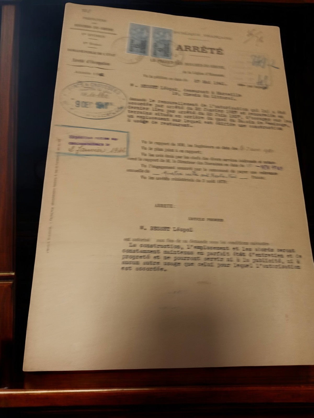 Arrêté préfectoral original Marseille 1942, document administratif ancien