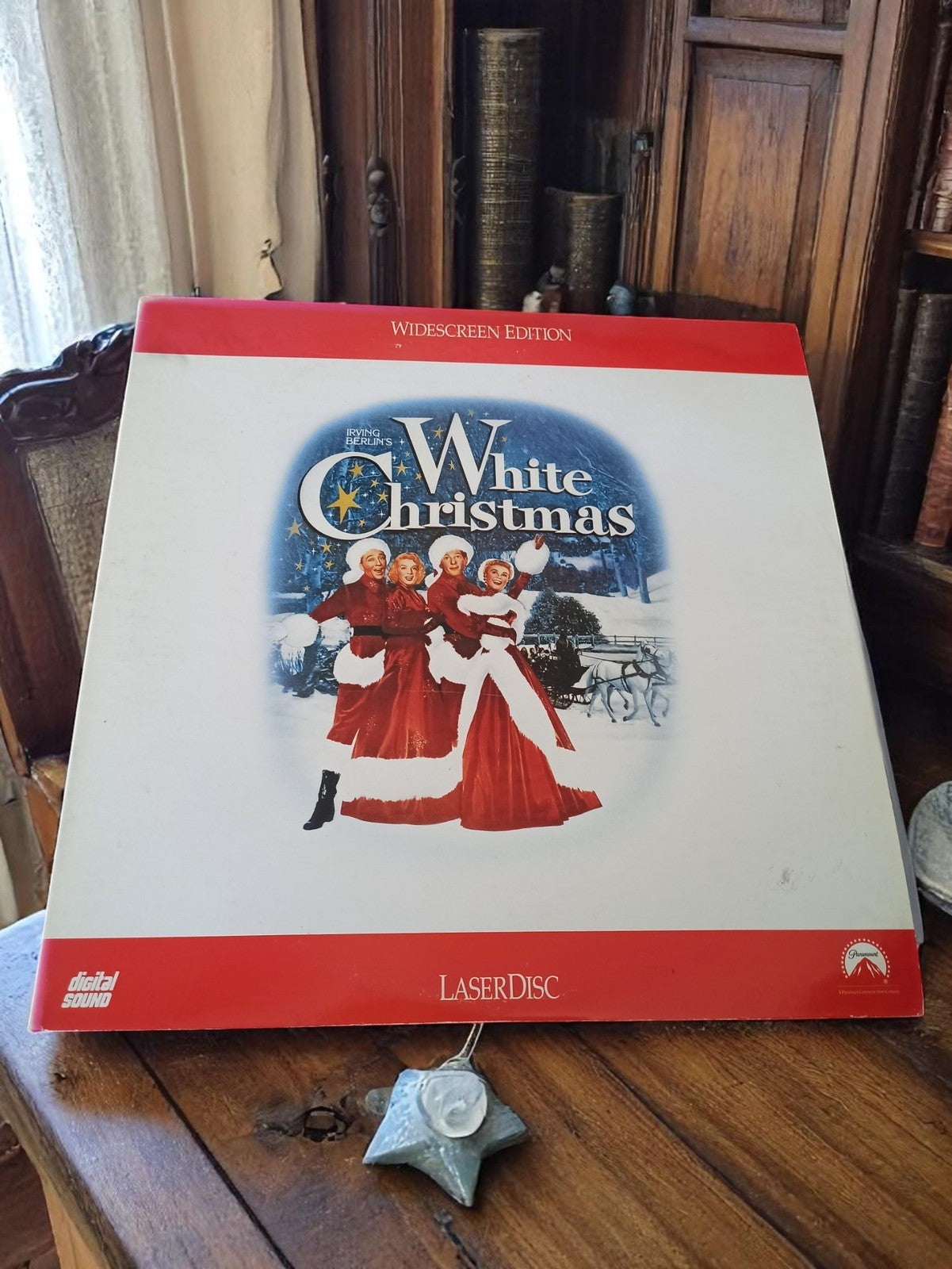 Laserdisc vintage White Christmas édition rétro Noël, pochette rouge, occasion