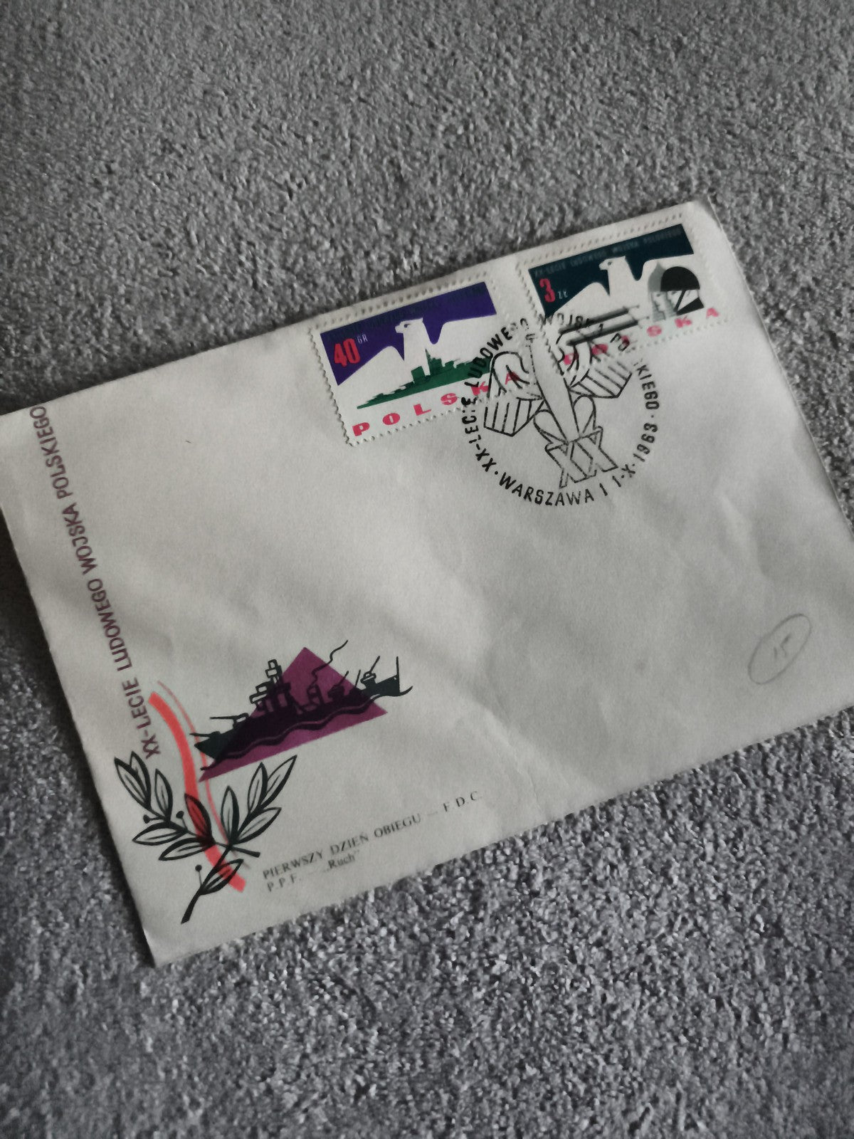 Lettre FDC Pologne XXe armée timbres illustrés militaire philatélie (Ref 27)