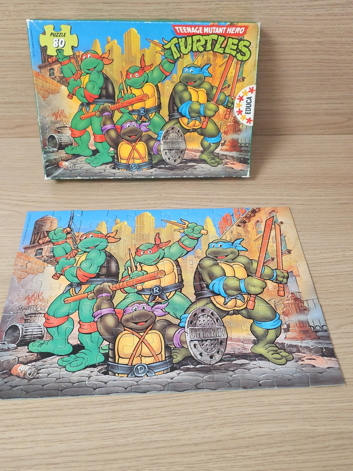 Puzzle rétro Tortues Ninja années 90 ancien jeu complet collection vintage TMNT