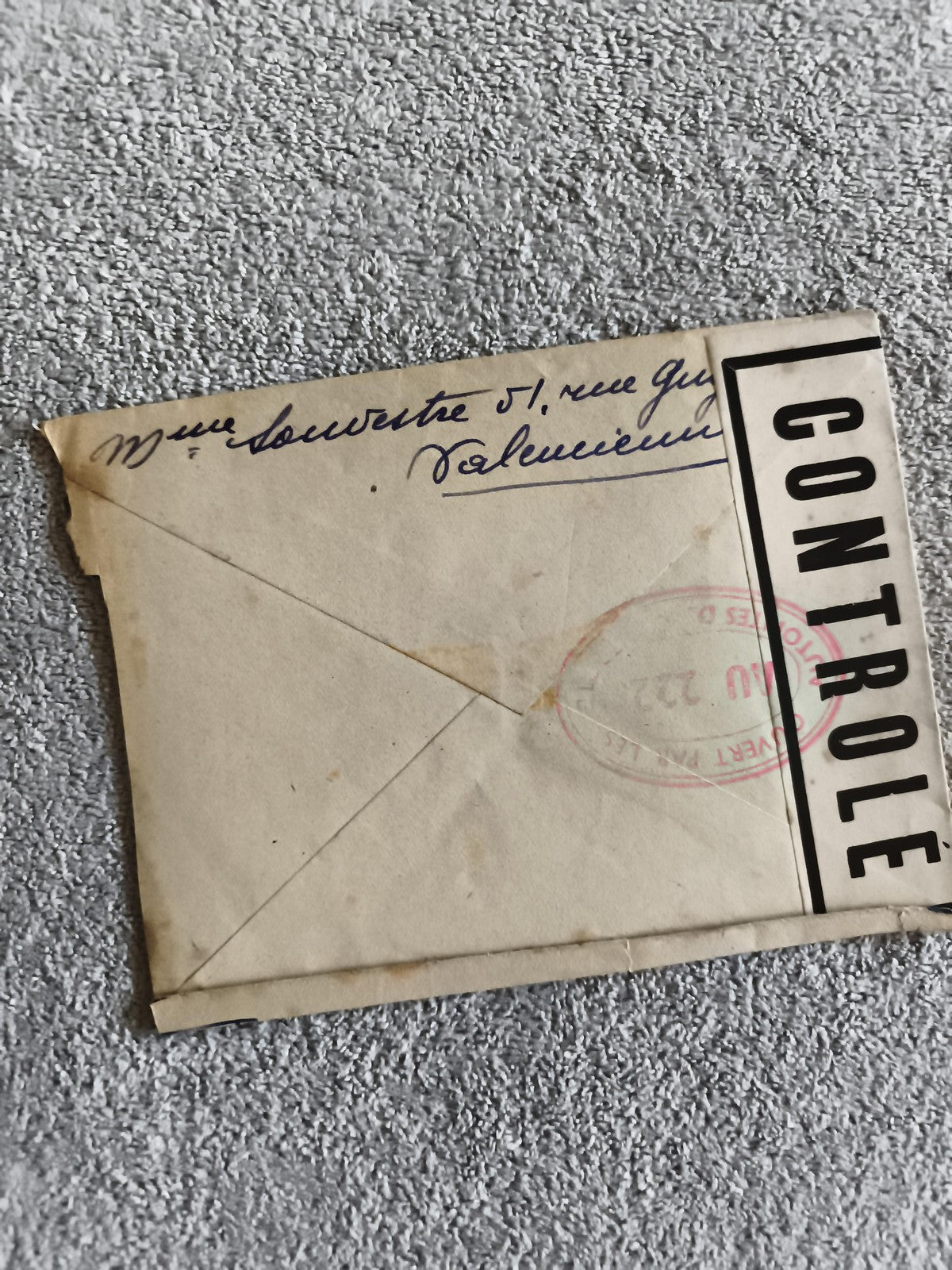 Lettre ancienne contrôlée, cachet postal, philatélie, enveloppe manuscrite