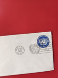 Enveloppe philatélie Nations Unies cachet bleu New York 1958 timbre oblitéré