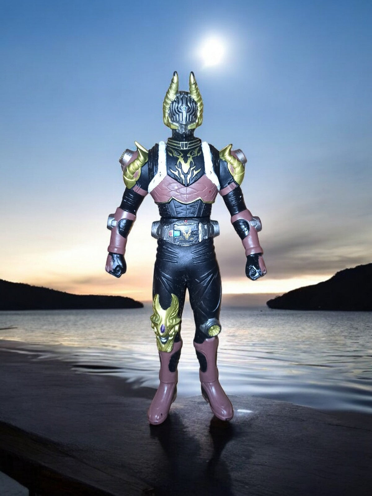 Figurine Kamen Rider Imperer Bandai 2002 vintage, costume noir or, série Hero