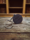 Promotional keyring old vintage round brown retro Aiguebelle Chocolate