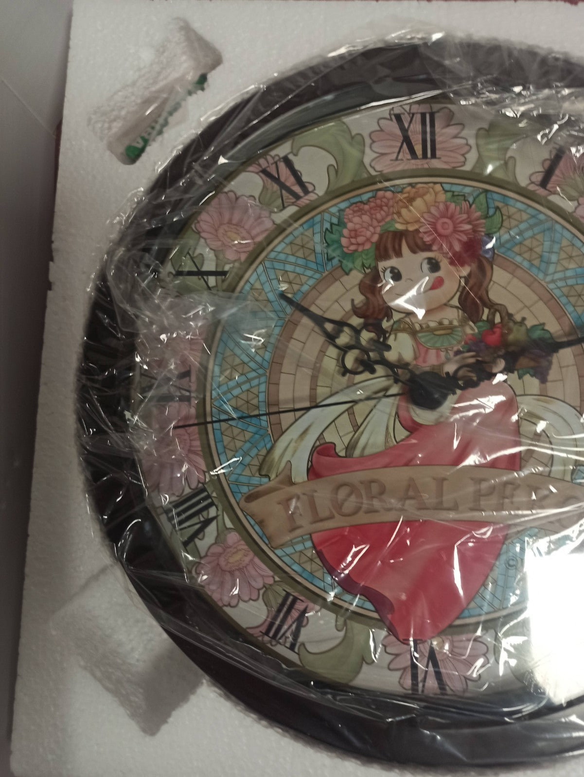 Horloge murale japonaise Peko-chan Fujiya Floral Peko neuve en boîte
