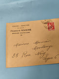 Ancienne enveloppe oblitérée début XXe philatélie Lyon timbre 50c rouge