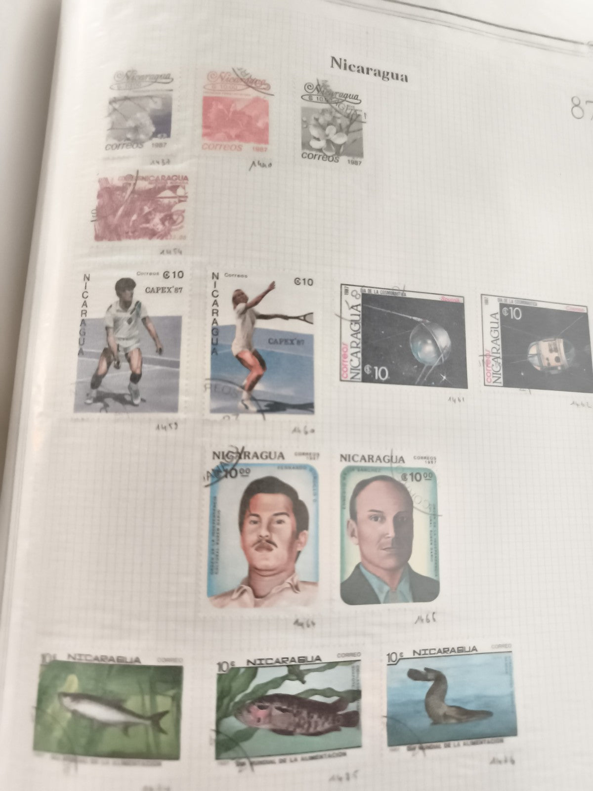 Timbres anciens Nicaragua 1987 sports faune flore personnages oblitérés