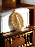 Miraculous Medal Virgin Mary 1830 Gilt Metal Vintage Religious Pendant