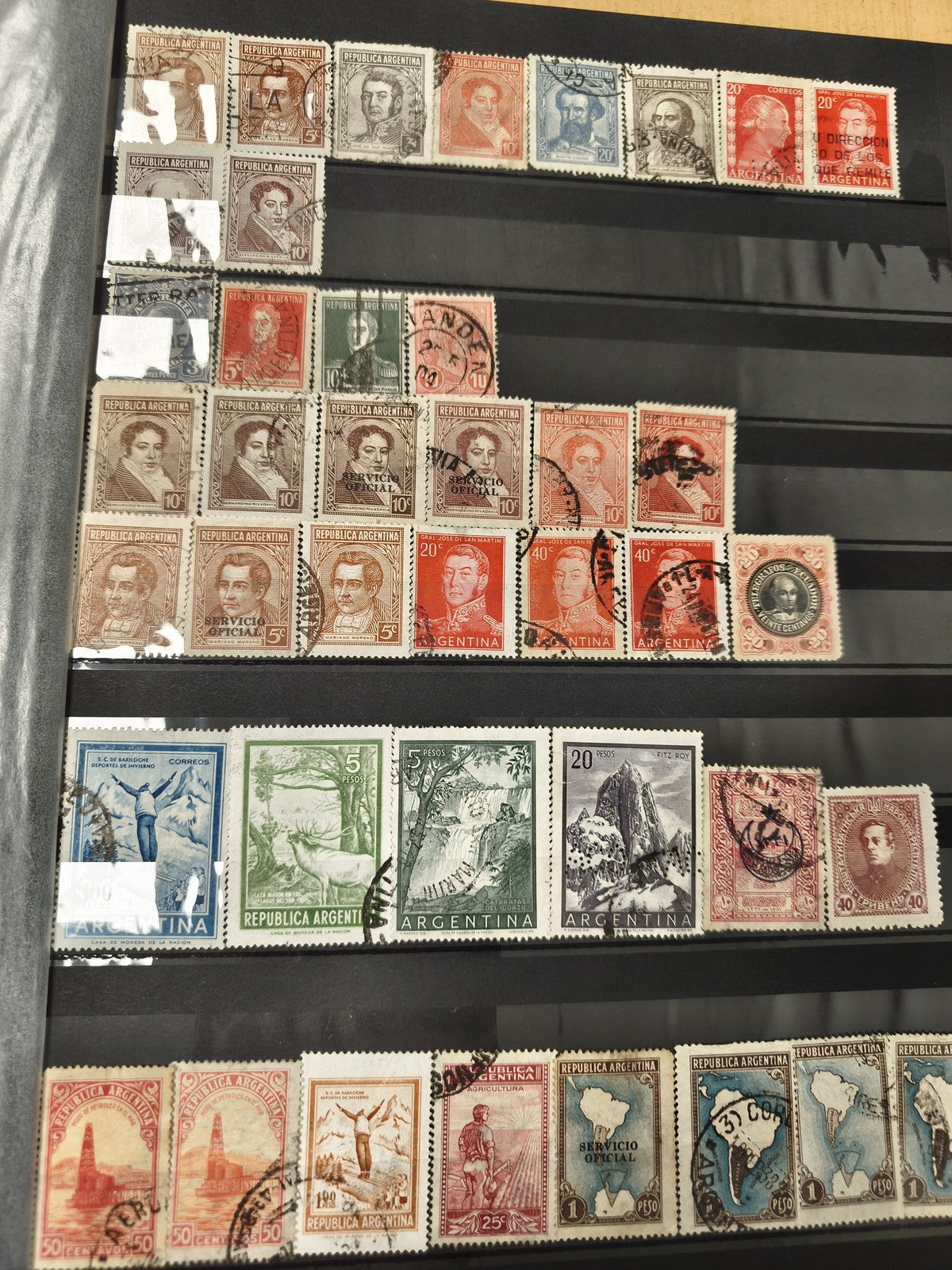 Lot de timbres d?Argentine multicolores oblitérés, motifs variés philatélie