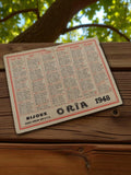 Calendrier bijou ORIA 1948 ancien, carte publicitaire vintage rétro rare
