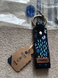 Porte-clés Cabaia motif fleuri bleu noir neuf accessoire trousseau bagagerie
