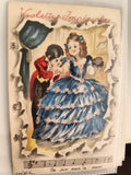 Carte postale ancienne Violettes Impériales illustrée, scène romantique, début X
