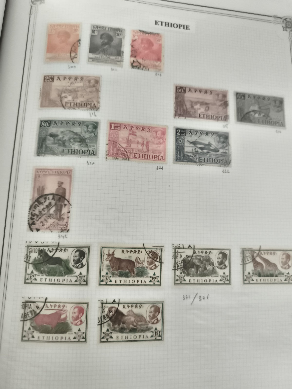 Timbres Ethiopie oblitérés lot x13 animaux et portraits philatélie Africa