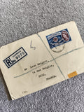 Lettre recommandée Royaume-Uni 1961 timbre Conférence Europe philatélie Nice