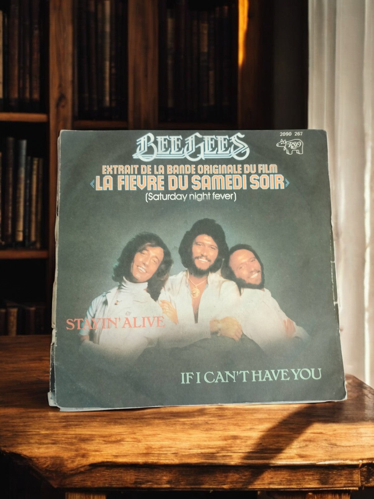Vinyle 45T Bee Gees ancien Stayin' Alive, La Fièvre du Samedi Soir vintage