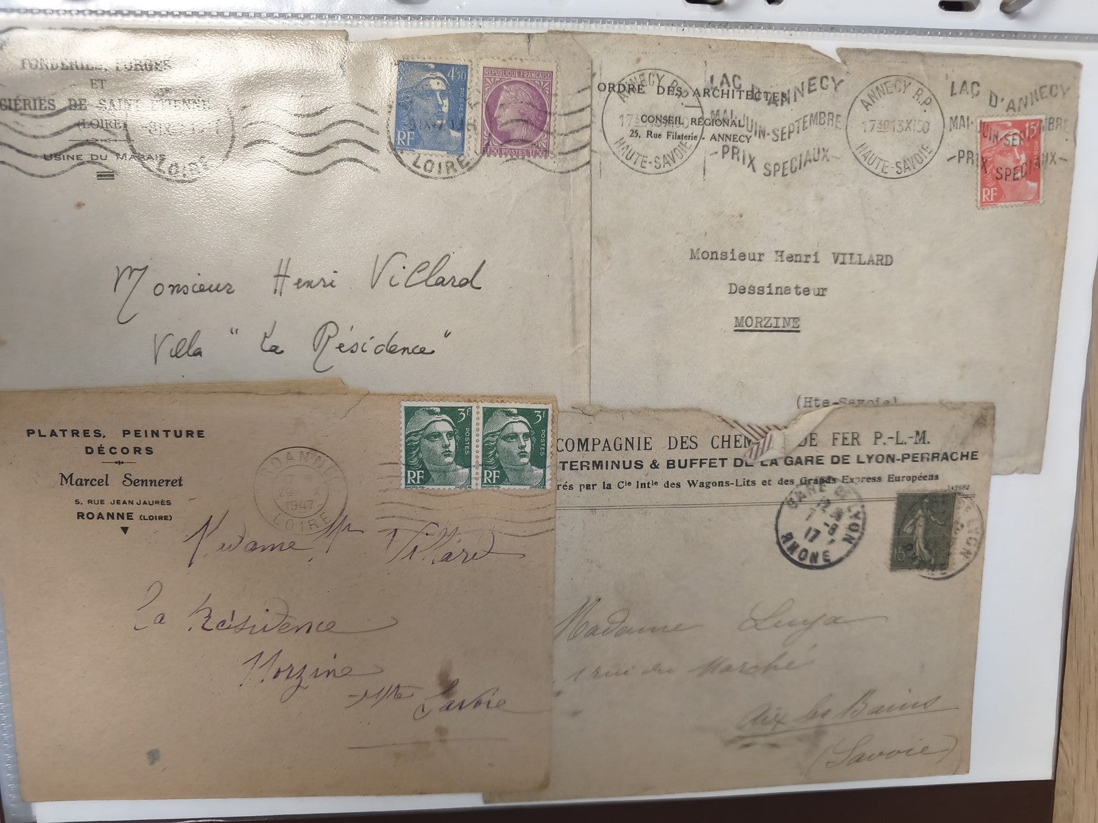 Lot anciennes enveloppes philatélie France, années 1940, cachets visibles