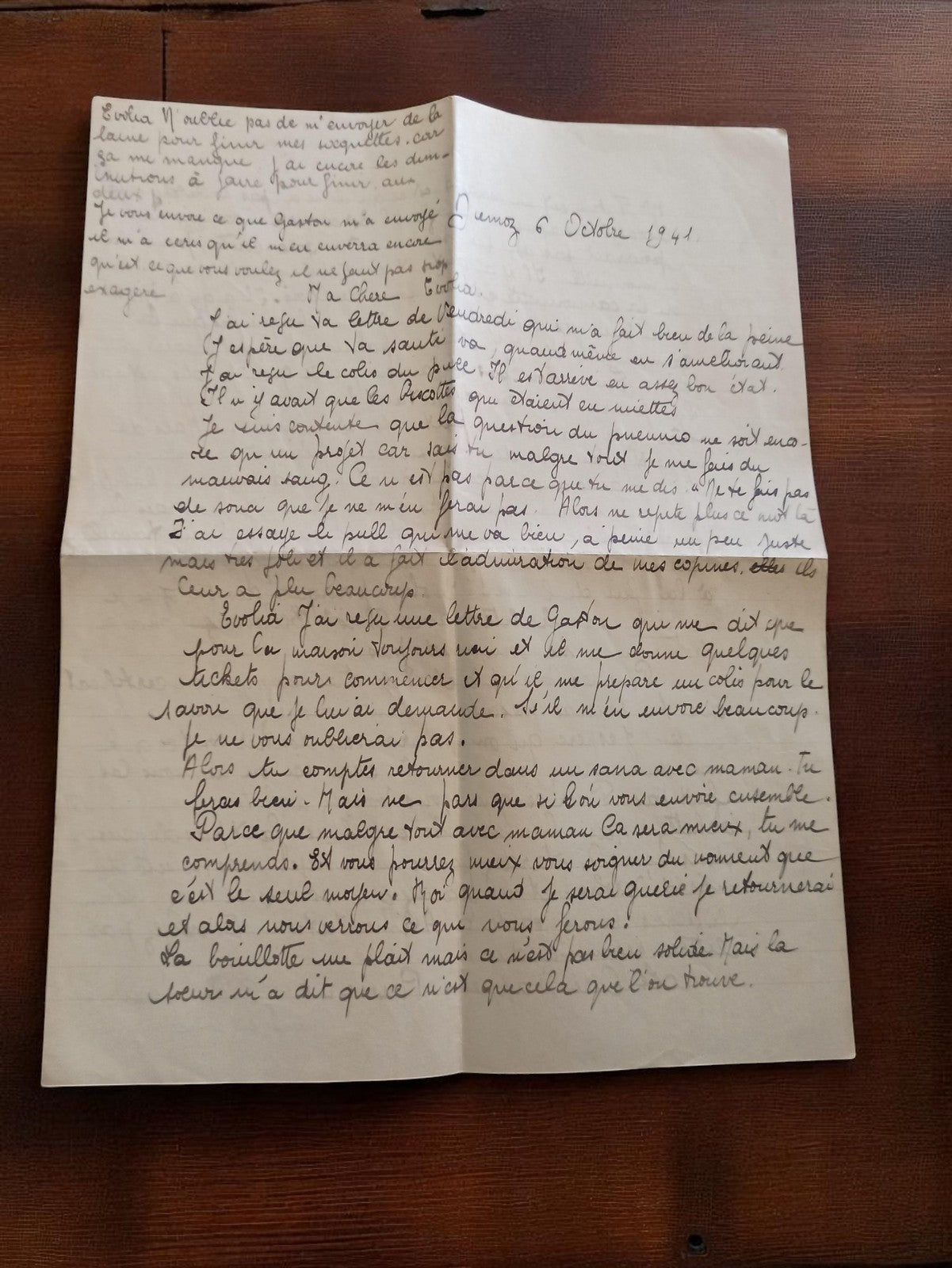 Lettre manuscrite ancienne 1941 Guerre Seconde Guerre mondiale rétro vintage