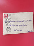 Enveloppe philatélie timbre rouge RF oblitérée Paris adresse manuscrite