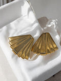 Boucles d’oreilles vintage éventail doré rétro, bijou fantaisie ancien