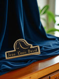Plaque publicitaire Jean Louis David vintage, édition limitée, logo noir doré