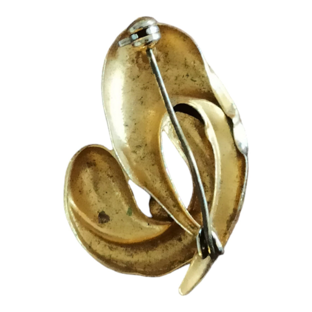 Broche vintage dorée abstraite style Art Déco, bijou ancien chic