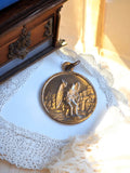 Médaille religieuse vintage ange gardien dorée catholique ancien