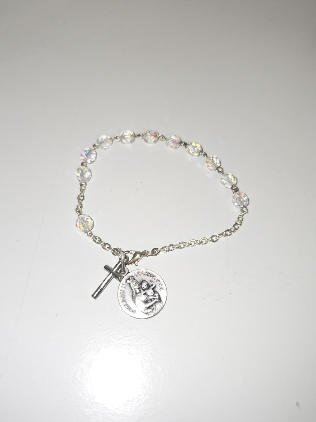 Ancien collier chapelet catholique vintage, petit rosaire religieux collection