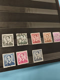 Lot anciens timbres oblitérés Belgique portrait roi, couleurs variées philatélie