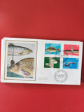 Enveloppe philatélie Premier Jour Suisse timbres Helvetia poissons et motifs