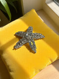 Broche étoile vintage strass métal argenté rétro accessoire bijou fantaisie
