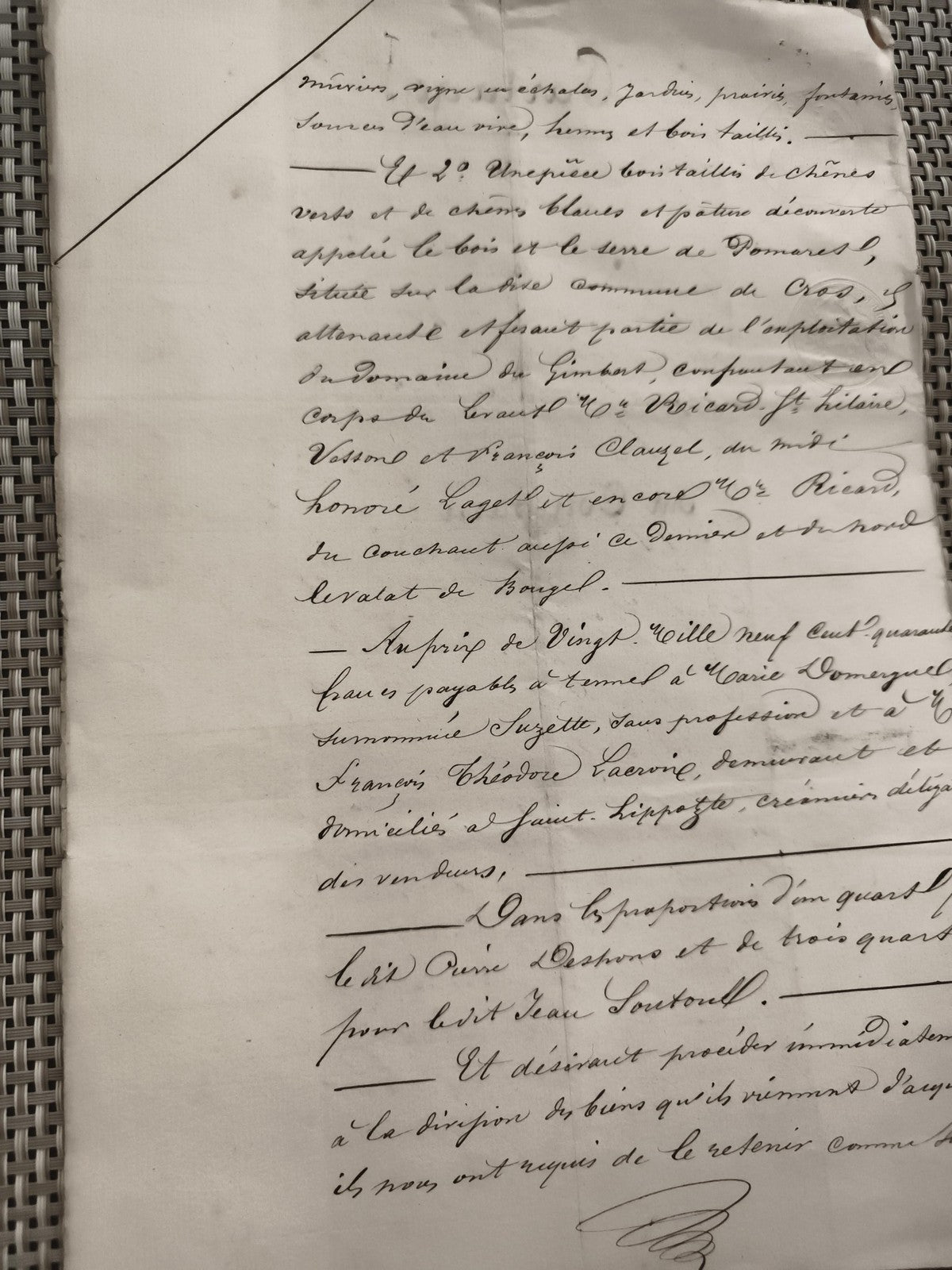 Ancien document manuscrit XIXe sceaux Justice France papier timbré