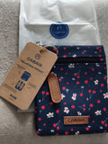 Pochette latérale Cabaia fleurs bleues 15 cm zip accessoire sac