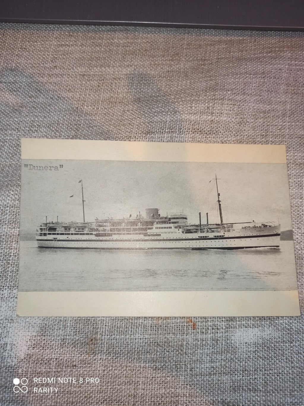 Carte postale ancienne navire Dunera paquebot maritime vintage noir et blanc