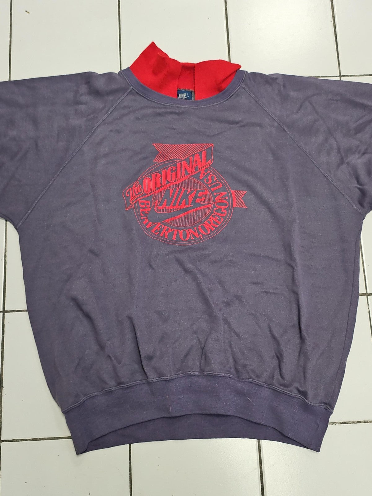 Vintage Nike sweatshirt col polo rétro logo large ancien pull 80's taille L