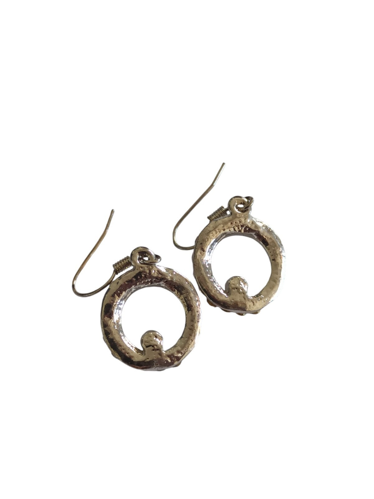 Boucles d?oreilles vintage cercle strass pendantes aspect argenté rétro