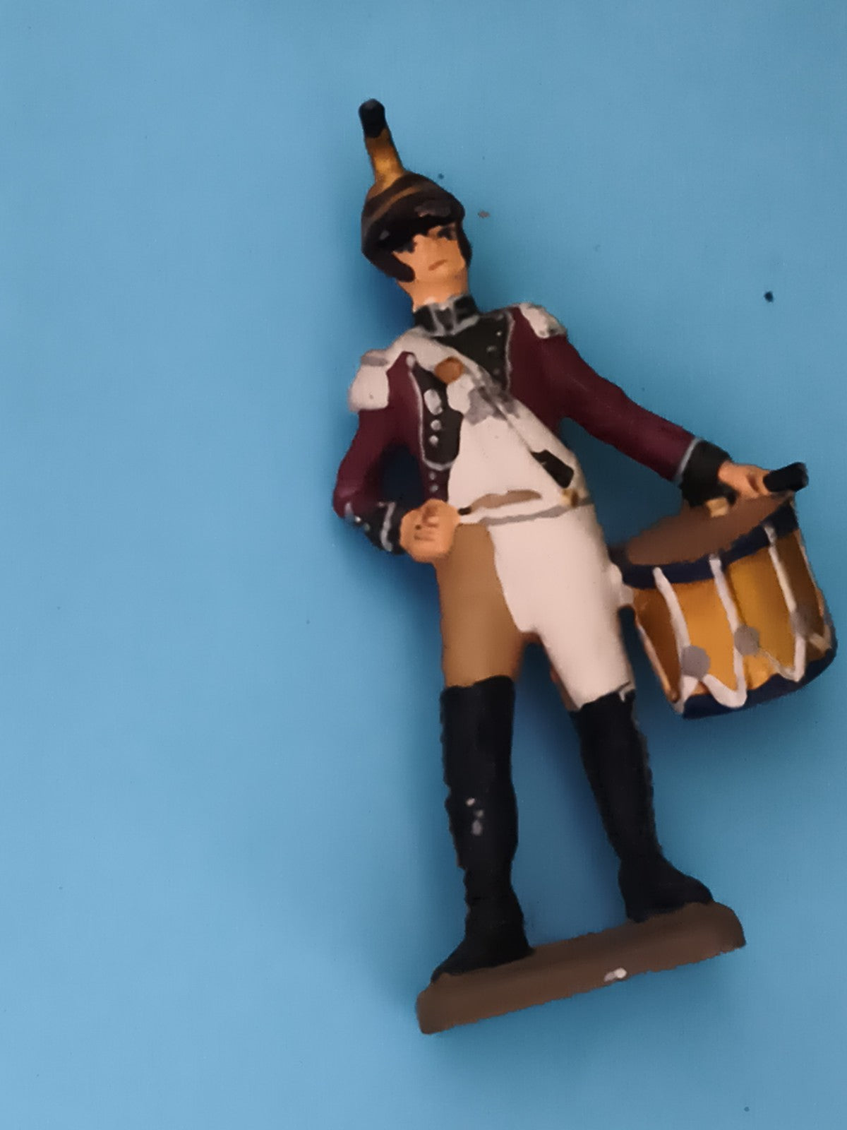 Figurine soldat tambour plomb, uniforme Empire, ancienne, peinture main