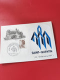 Carte postale philatélie Saint-Quentin Foire Expo 1984 timbre Marianne
