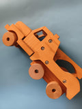 Camion jouet bois articulé, véhicule enfant, finition vissée, jouet roulant