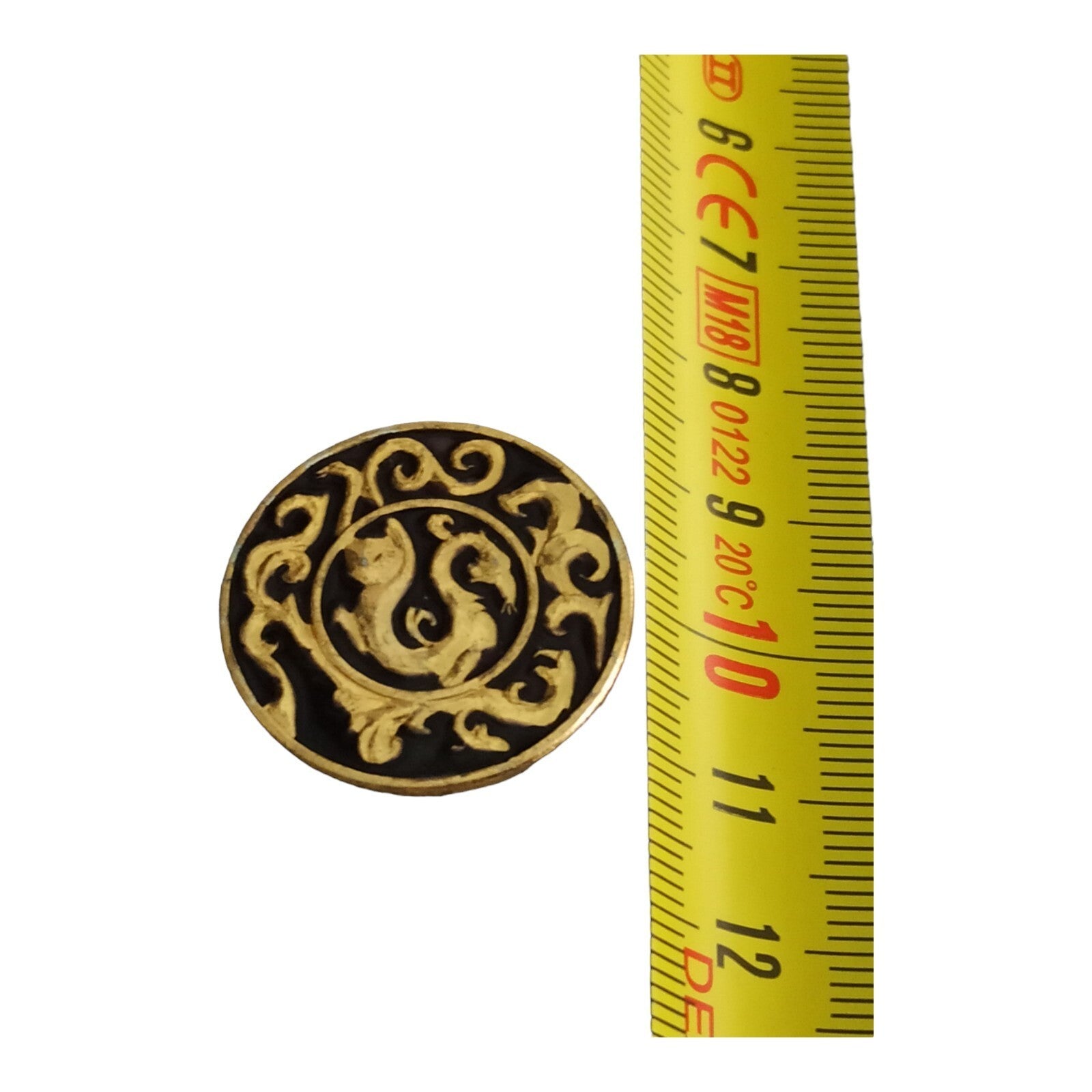 Broche ronde dragon doré style chinois Xi'an musée décor noir or