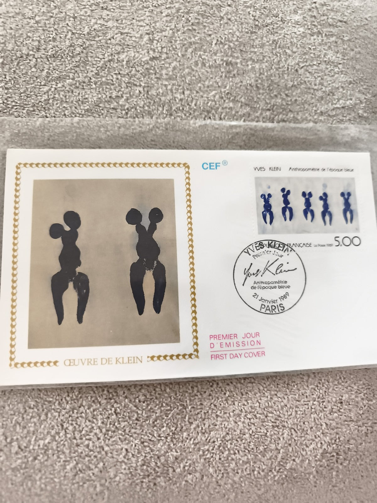 Lettre Premier Jour Yves Klein CEF 1980, Anthropométrie époque bleue, timbre 5F