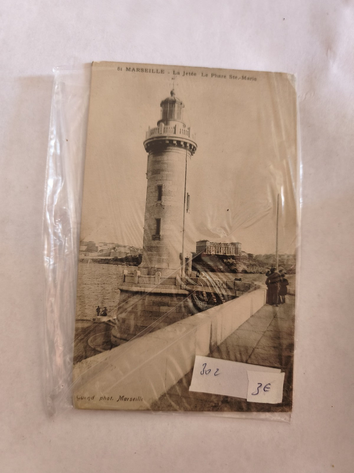 Carte postale vintage Marseille Phare ancien, collection rétro France port