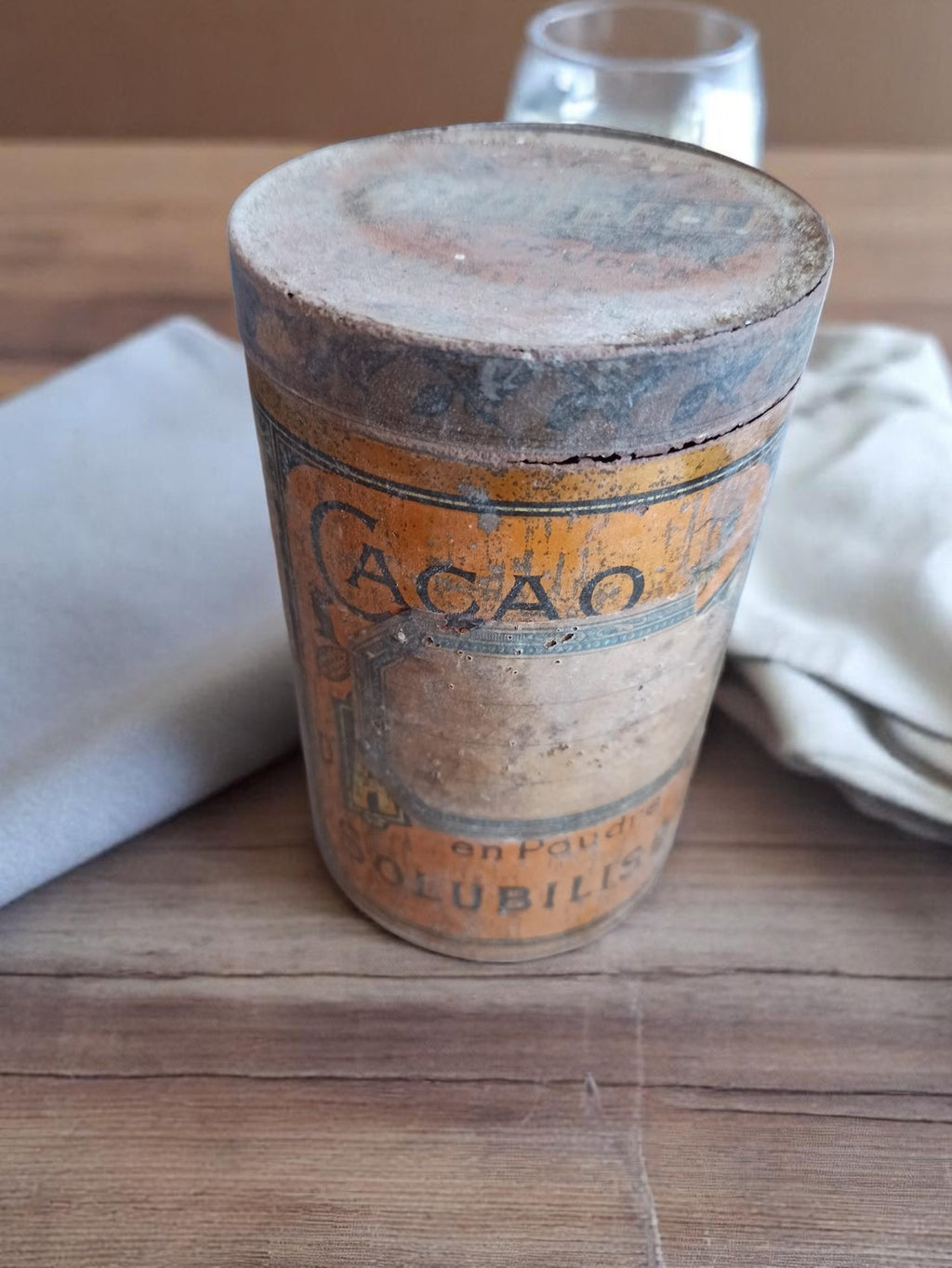 Boîte publicitaire ancienne cacao Aiguebelle vintage 1950 déco cuisine rétro