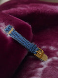 Bracelet montre vintage cuir bleu boucle dorée accessoire rétro ancien